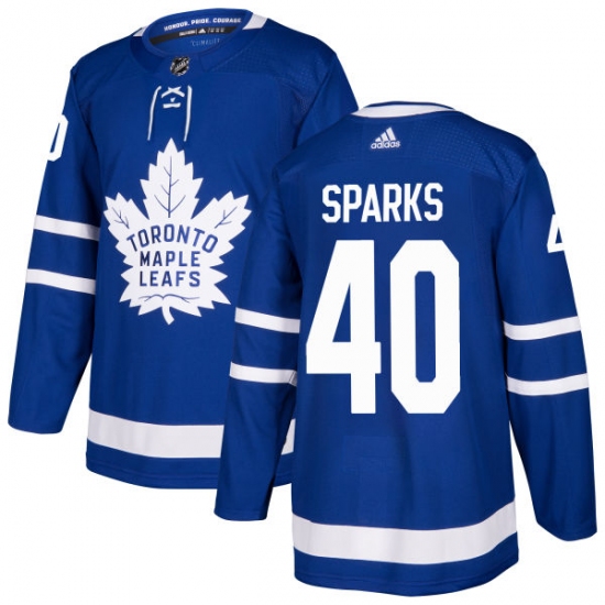 Men's Adidas Toronto Maple Leafs #40 Garret Sparks Authentic Royal Blue Home NHL Jersey - Ujersey