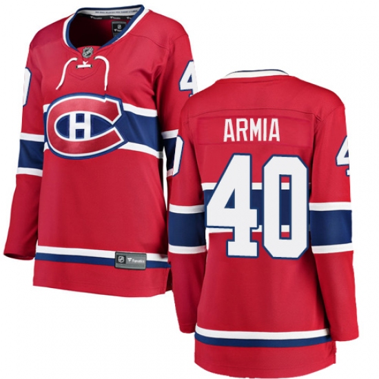 Women's Montreal Canadiens #40 Joel Armia Authentic Red Home Fanatics Branded Breakaway NHL Jersey - Ujersey