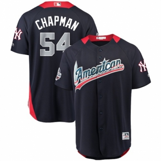 Men's Majestic New York Yankees #54 Aroldis Chapman Game Navy Blue American League 2018 MLB All-Star MLB Jersey - Ujersey