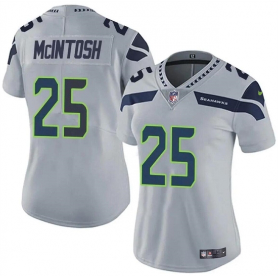 Women's Seattle Seahawks #25 Kenny McIntosh Gray Vapor Limited Football Stitched Jersey(Run Small) - Ujersey