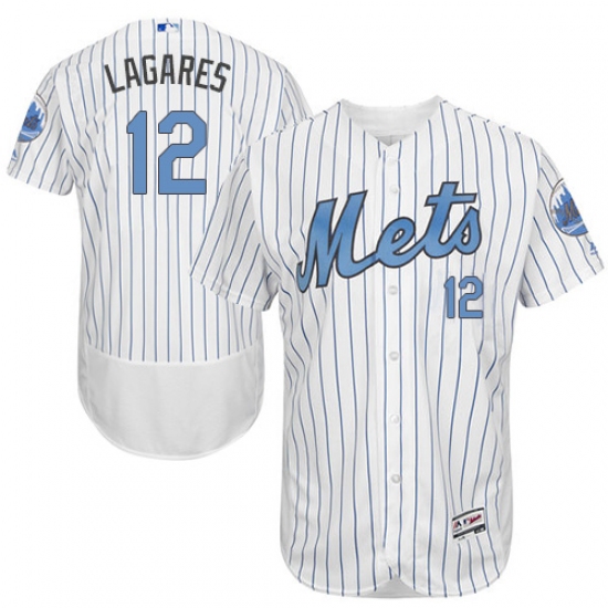 Men's Majestic New York Mets #12 Juan Lagares Authentic White 2016 Father's Day Fashion Flex Base MLB Jersey - Ujersey