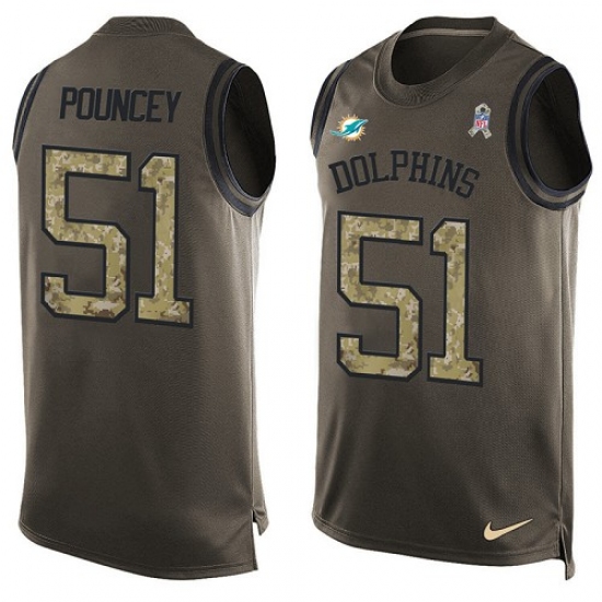 Men's Nike Miami Dolphins #51 Mike Pouncey Limited Green Salute to Service Tank Top NFL Jersey
