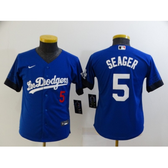 Youth Los Angeles Dodgers #5 Corey Seager Blue City Player Jersey - Ujersey