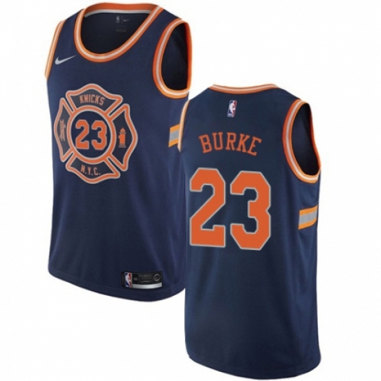 Men's Nike New York Knicks #23 Trey Burke Swingman Navy Blue NBA Jersey - City Edition - Ujersey