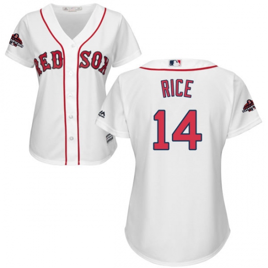 Women's Majestic Boston Red Sox #14 Jim Rice Authentic White Home 2018 World Series Champions MLB Jersey - Ujersey