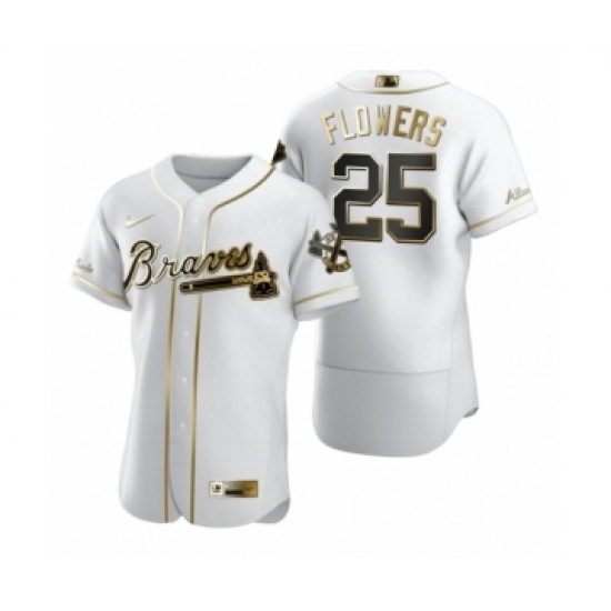 Men's Atlanta Braves #25 Tyler Flowers Nike White Authentic Golden Edition Jersey - Ujersey