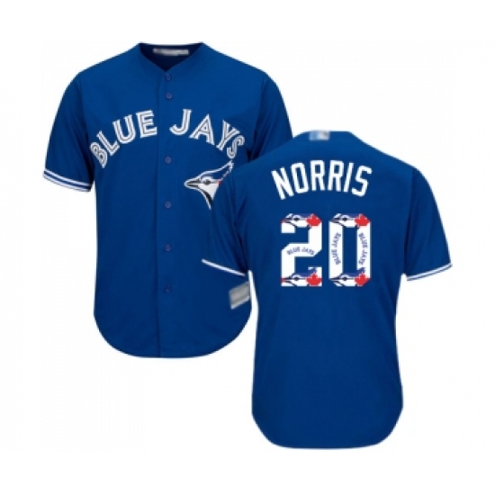 Men's Toronto Blue Jays #20 Bud Norris Authentic Blue Team Logo Fashion Baseball Jersey - Ujersey