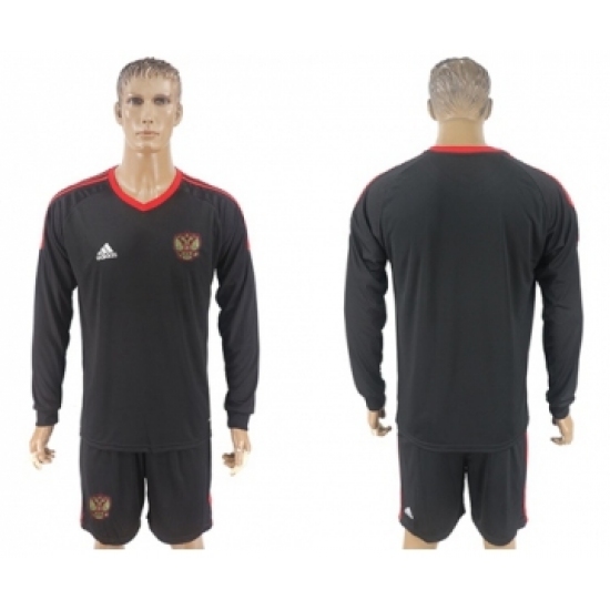 Russia Blank Black Long Sleeves Goalkeeper Soccer Country Jersey