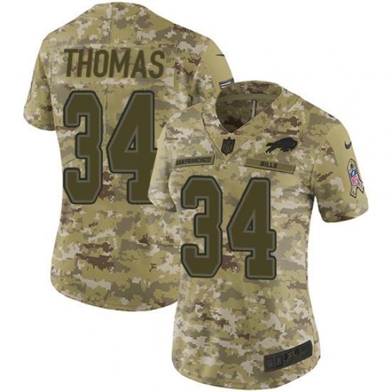 Women's Nike Buffalo Bills #34 Thurman Thomas Limited Camo 2018 Salute to Service NFL Jersey - Ujersey
