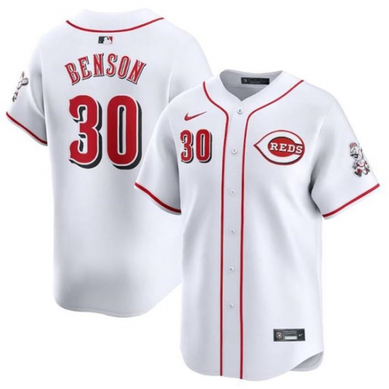 Men's Cincinnati Reds #30 Will Benson White Home Limited Baseball Stitched Jersey - Ujersey