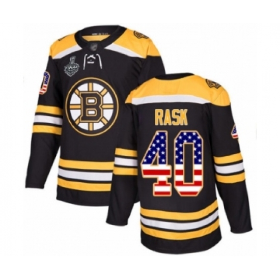 Men's Boston Bruins #40 Tuukka Rask Authentic Black USA Flag Fashion 2019 Stanley Cup Final Bound Hockey Jersey - Ujersey