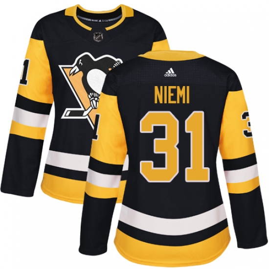 Women's Adidas Pittsburgh Penguins #31 Antti Niemi Authentic Black Home NHL Jersey - Ujersey