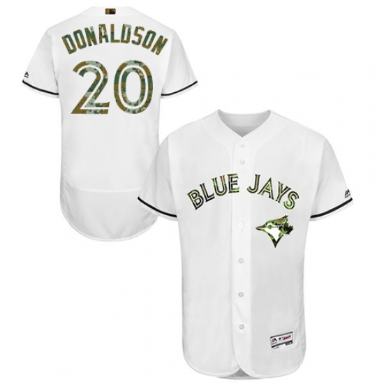 Men's Majestic Toronto Blue Jays #20 Josh Donaldson Authentic White 2016 Memorial Day Fashion Flex Base MLB Jersey - Ujersey
