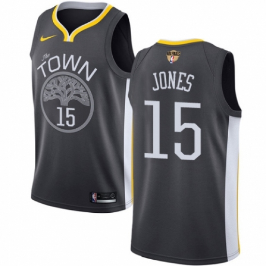 Men's Nike Golden State Warriors #15 Damian Jones Swingman Black Alternate 2018 NBA Finals Bound NBA Jersey - Statement Edition - Ujersey