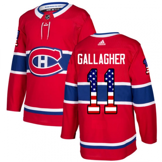 Men's Adidas Montreal Canadiens #11 Brendan Gallagher Authentic Red USA Flag Fashion NHL Jersey - Ujersey