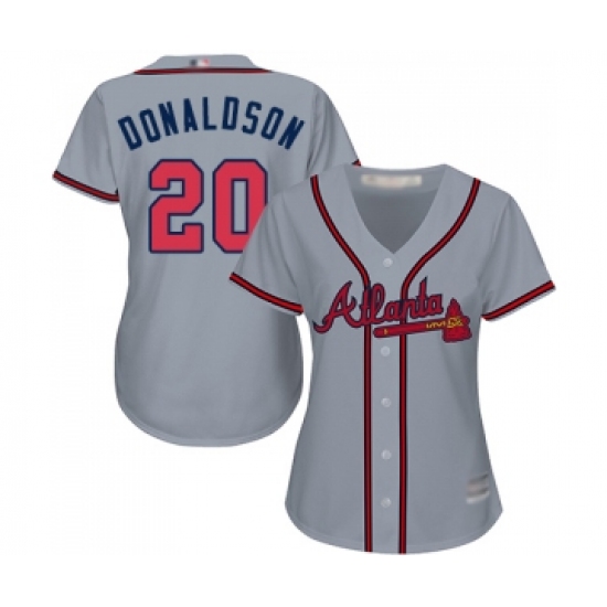 Women's Atlanta Braves #20 Josh Donaldson Replica Grey Road Cool Base Baseball Jersey - Ujersey