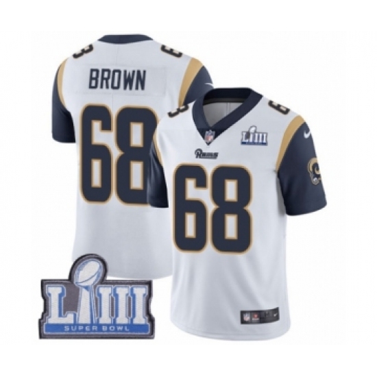 Men's Nike Los Angeles Rams #68 Jamon Brown White Vapor Untouchable Limited Player Super Bowl LIII Bound NFL Jersey - Ujersey