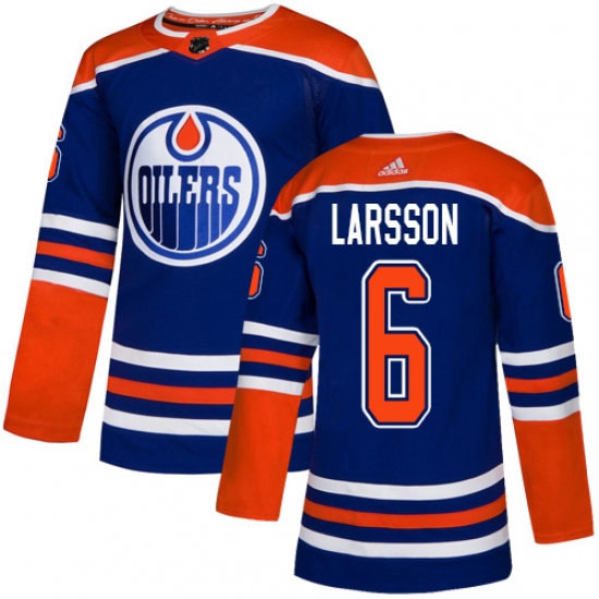 Men's Adidas Edmonton Oilers #6 Adam Larsson Premier Royal Blue Alternate NHL Jersey - Ujersey