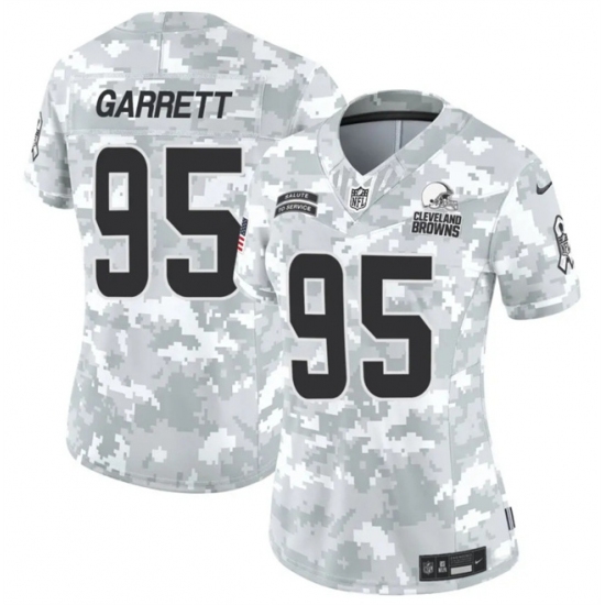 Women's Cleveland Browns #95 Myles Garrett 2024 F.U.S.E Arctic Camo Salute To Service Limited Stitched Jersey(Run Small) - Ujersey