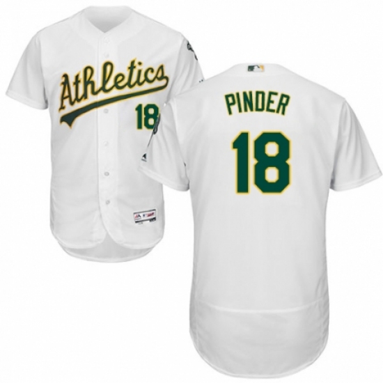Men's Majestic Oakland Athletics #18 Chad Pinder White Home Flex Base Authentic Collection MLB Jersey - Ujersey