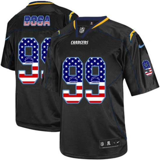 Men's Nike Los Angeles Chargers #99 Joey Bosa Elite Black USA Flag Fashion NFL Jersey - Ujersey