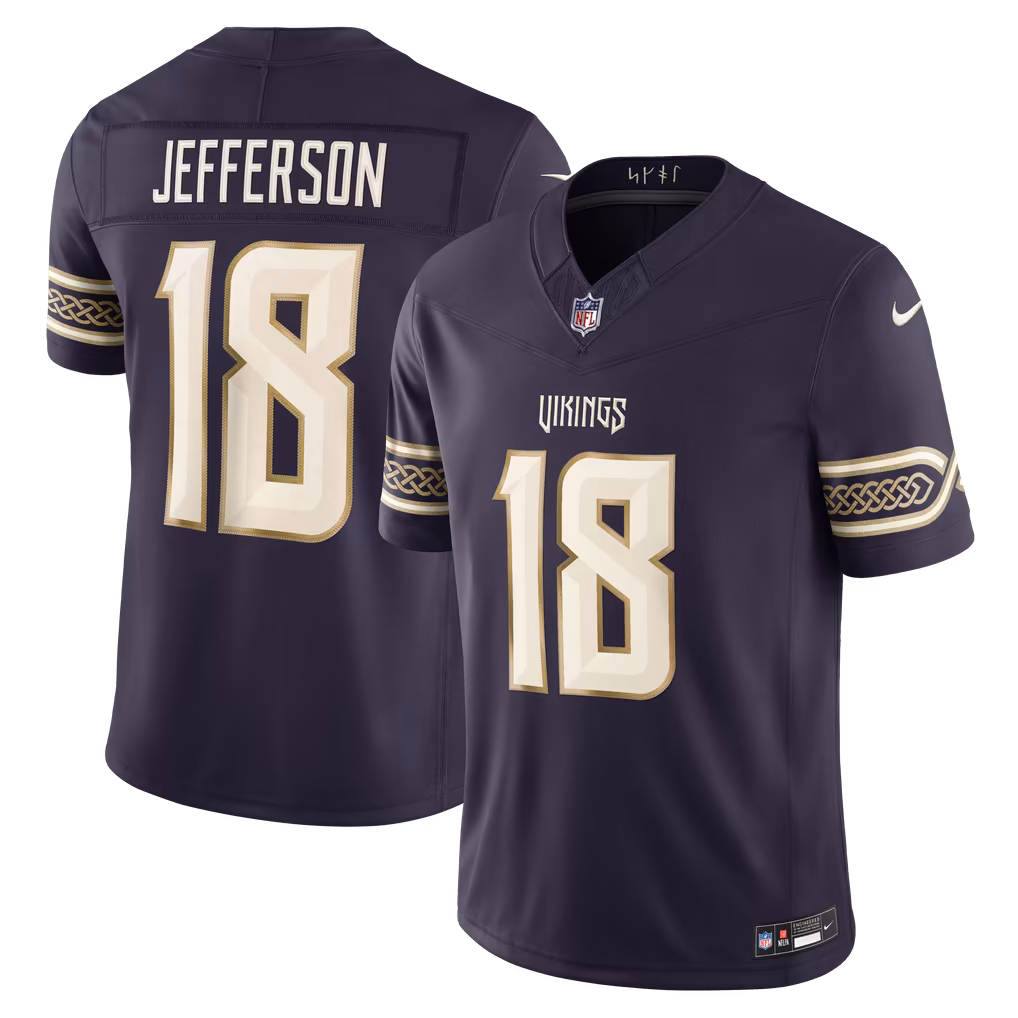 Men's Minnesota Vikings Justin Jefferson Nike Purple 2026 Rivalries Collection Stitched Limited Jersey - Ujersey