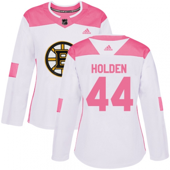 Women's Adidas Boston Bruins #44 Nick Holden Authentic White Pink Fashion NHL Jersey - Ujersey