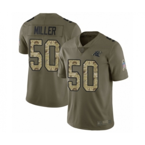 Men's Carolina Panthers #50 Christian Miller Limited Olive Camo 2017 Salute to Service Football Jersey - Ujersey