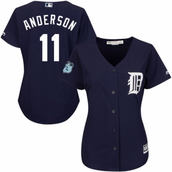 Women's Majestic Detroit Tigers #11 Sparky Anderson Replica Navy Blue Alternate Cool Base MLB Jersey - Ujersey