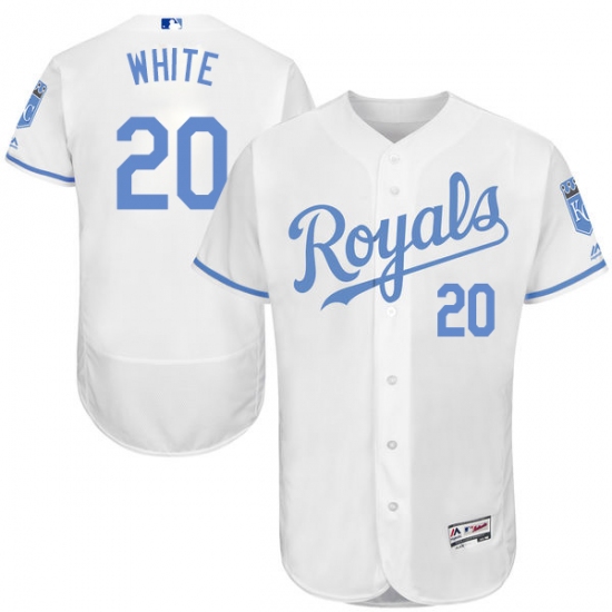 Men's Majestic Kansas City Royals #20 Frank White Authentic White 2016 Father's Day Fashion Flex Base MLB Jersey - Ujersey
