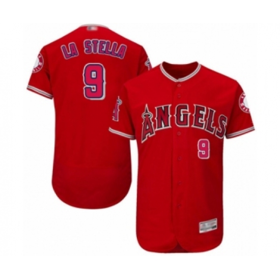 Men's Los Angeles Angels of Anaheim #9 Tommy La Stella Red Alternate Flex Base Authentic Collection Baseball Jersey - Ujersey