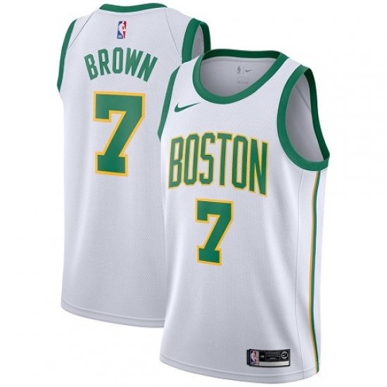 Men's Nike Boston Celtics #7 Jaylen Brown Swingman White NBA Jersey - City Edition - Ujersey