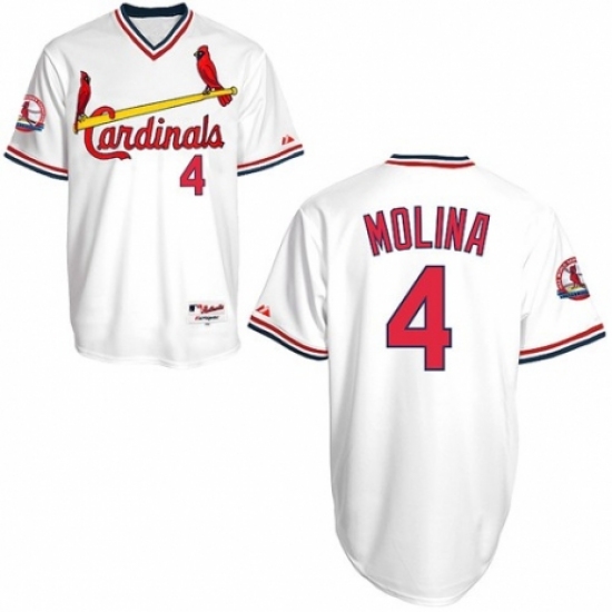 Men's Majestic St. Louis Cardinals #4 Yadier Molina Authentic White 1982 Turn Back The Clock MLB Jersey - Ujersey