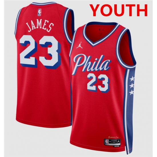 Youth Philadelphia 76ers #23 LeBron James Red 2026 Statement Edition Stitched Jersey - Ujersey