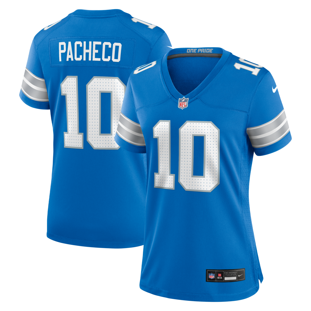 Women's Detroit Lions Isiah Pacheco Nike Blue Team Game Jersey - Ujersey NHL