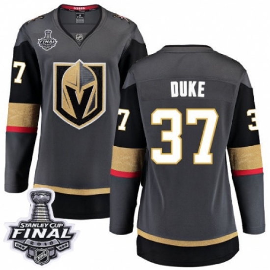 Women's Vegas Golden Knights #37 Reid Duke Authentic Black Home Fanatics Branded Breakaway 2018 Stanley Cup Final NHL Jersey - Ujersey