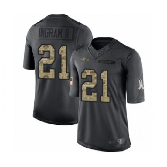 Youth Baltimore Ravens #21 Mark Ingram II Limited Black 2016 Salute to Service Football Jersey - Ujersey