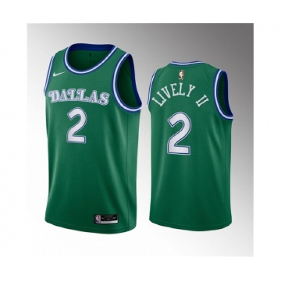 Men's Dallas Mavericks #2 Dereck Lively II Green 2023 Draft Classic Edition Stitched Basketball Jersey - Ujersey