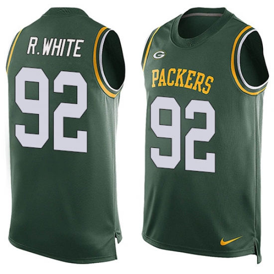 Men's Nike Green Bay Packers #92 Reggie White Limited Green Player Name & Number Tank Top NFL Jersey - Ujersey
