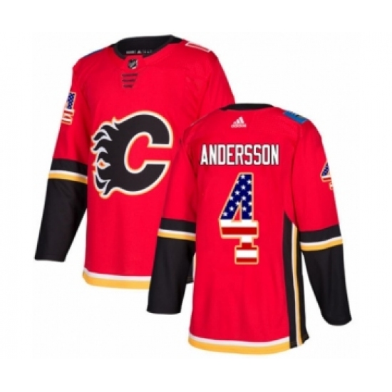 Men's Adidas Calgary Flames #4 Rasmus Andersson Authentic Red USA Flag Fashion NHL Jersey - Ujersey