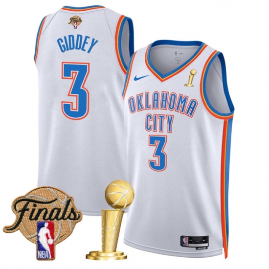 Men's Oklahoma City Thunder #3 Dillon Jones White 2025 Finals And Finals Champions Association Edition Stitched Basketball Jersey
