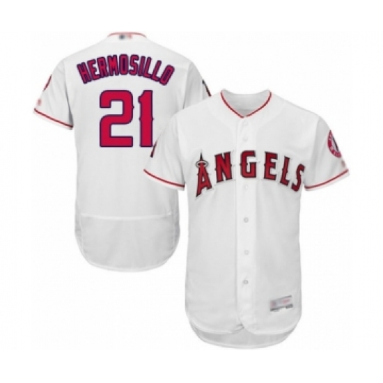 Men's Los Angeles Angels of Anaheim #21 Michael Hermosillo White Home Flex Base Authentic Collection Baseball Player Jersey - Ujersey