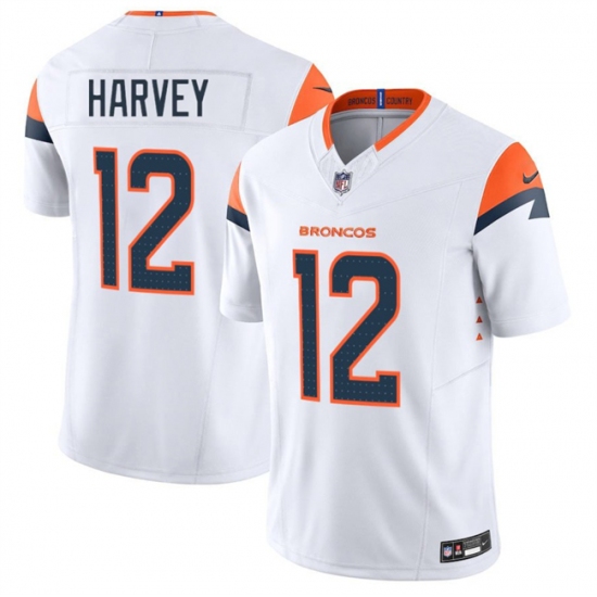 Men's Denver Broncos #12 RJ Harvey White 2025 F.U.S.E. Vapor Limited Football Stitched Jersey - Ujersey