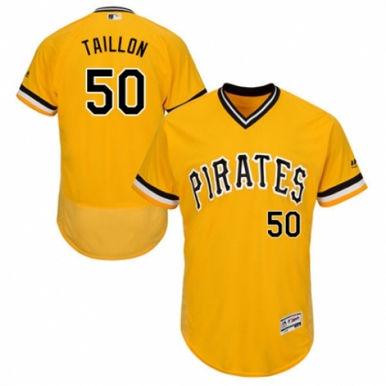 Men's Majestic Pittsburgh Pirates #50 Jameson Taillon Gold Alternate Flex Base Authentic Collection MLB Jersey - Ujersey