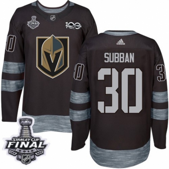 Men's Adidas Vegas Golden Knights #30 Malcolm Subban Authentic Black 1917-2017 100th Anniversary 2018 Stanley Cup Final NHL Jersey - Ujersey