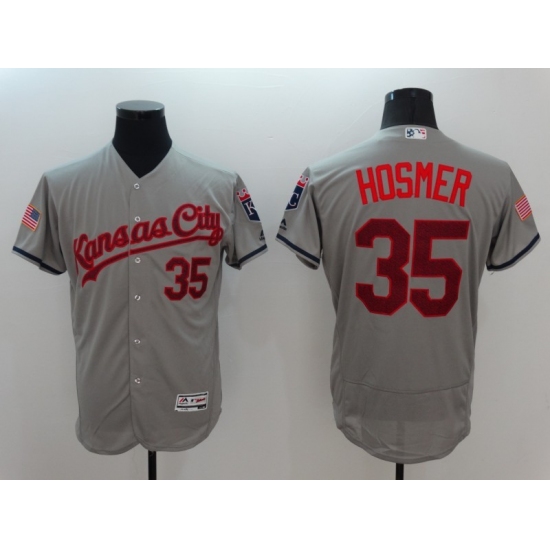 Men's Kansas City Royals #35 Eric Hosmer Gray Fashion Stars & Stripes FlexBase Player Jersey - Ujersey
