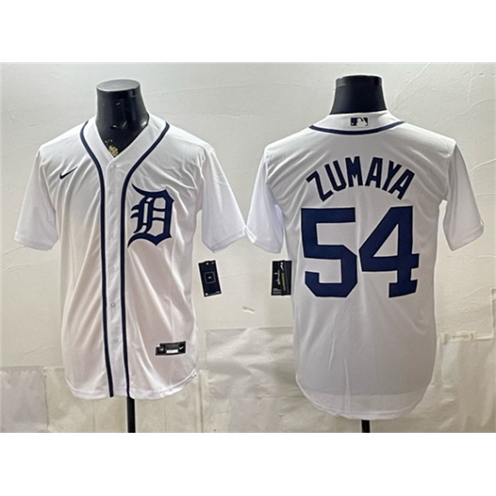Men's Detroit Tigers #54 Joel Zumaya White Cool Base Stitched Baseball Jersey - Ujersey
