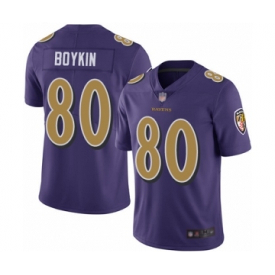Men's Baltimore Ravens #80 Miles Boykin Limited Purple Rush Vapor Untouchable Football Jersey - Ujersey
