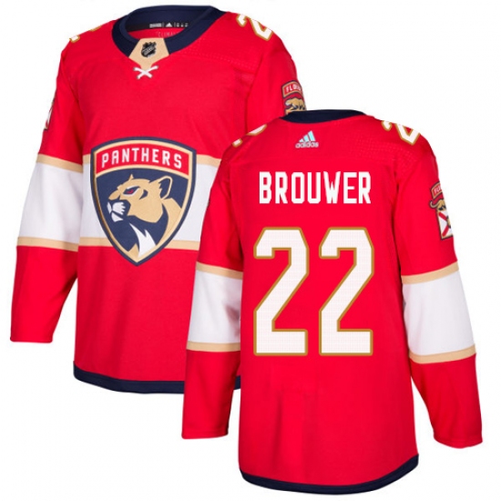 Men's Adidas Florida Panthers #22 Troy Brouwer Authentic Red Home NHL Jersey