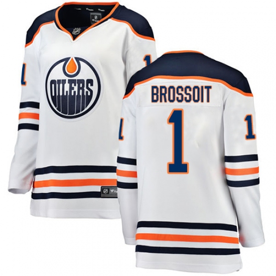 Women's Edmonton Oilers #1 Laurent Brossoit Authentic White Away Fanatics Branded Breakaway NHL Jersey - Ujersey